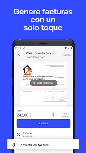 Captura de pantalla de Invoice2go: facturación fácil