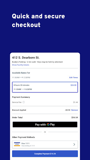 Captura de pantalla de ParkWhiz -- Parking App