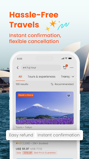 Captura de pantalla de Klook: ofertas de viaje y ocio