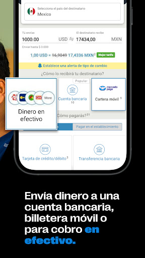 Captura de pantalla de Western Union Envíar dinero