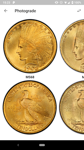 Captura de pantalla de PCGS CoinFacts - U.S. Coin Val