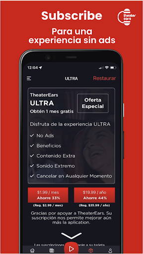 Captura de pantalla de TheaterEars - Cine en Español
