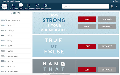 Captura de pantalla de Dictionary - Merriam-Webster