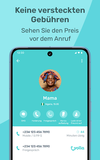 Yolla ins Ausland Telefonieren Screenshot
