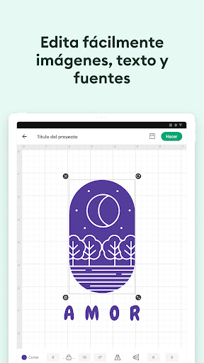 Captura de pantalla de Design Space: DIY con Cricut