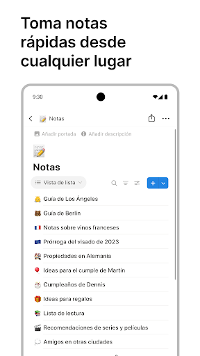 Captura de pantalla de Notion: Notas, tareas e IA