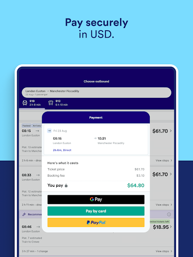 Captura de pantalla de Trainline: Train travel Europe
