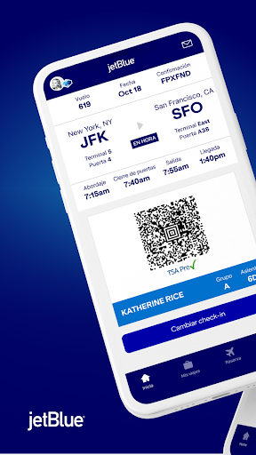 Captura de pantalla de JetBlue - Reserva viajes