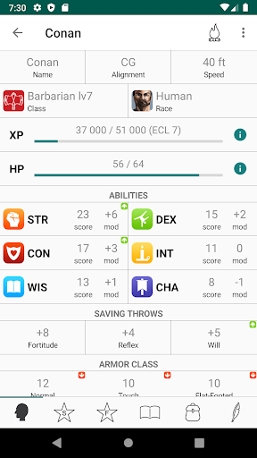 Captura de pantalla de RPG Scribe Pathfinder & 3.5e
