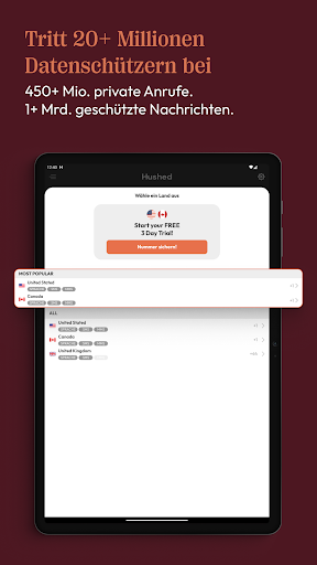 Hushed – Zweite Telefonnummer Screenshot
