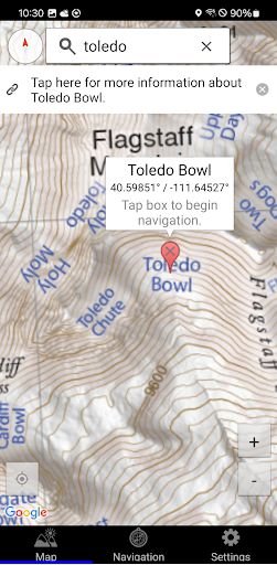 Captura de pantalla de Wasatch Backcountry Skiing Map
