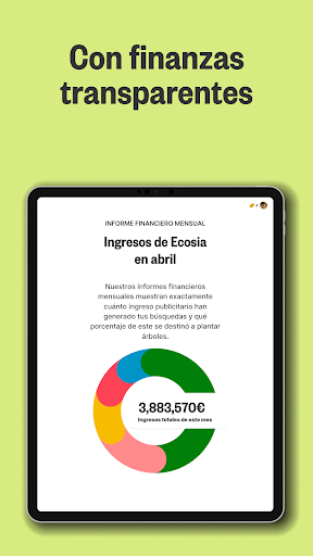 Captura de pantalla de Ecosia: Busca, planta árboles.