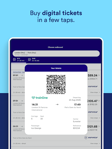Captura de pantalla de Trainline: Train travel Europe