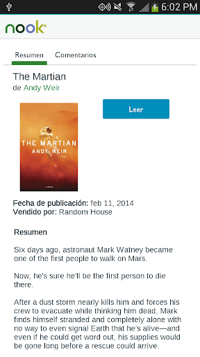 Captura de pantalla de NOOK