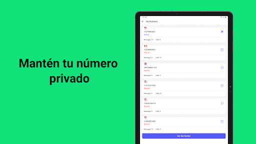 Captura de pantalla de Segundo número de teléfono