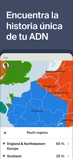 Captura de pantalla de Ancestry: Tu historia y ADN