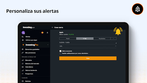 Captura de pantalla de Investing.com Bolsa de Valores