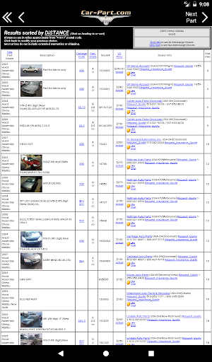 Captura de pantalla de Car-Part.com Used Auto Parts