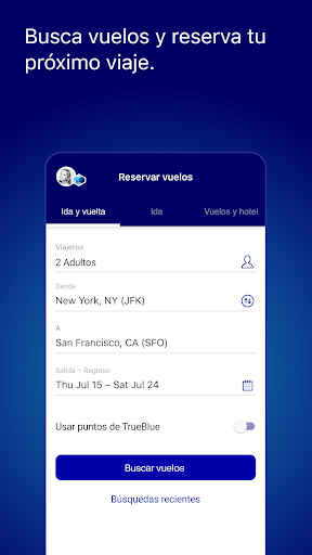 Captura de pantalla de JetBlue - Reserva viajes