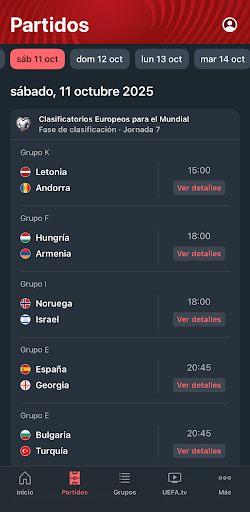 Captura de pantalla de UEFA EURO y Nations League