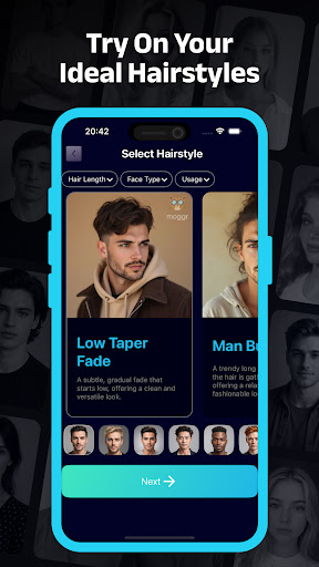 Captura de pantalla de Moggr - Haircut & Looksmax AI