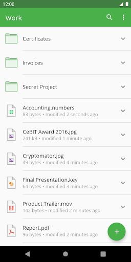 Captura de pantalla de Cryptomator