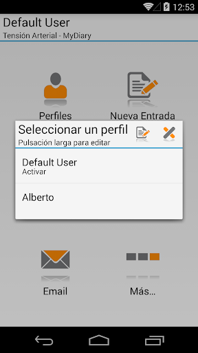 Captura de pantalla de MyDiary – Presión arterial