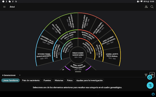 Captura de pantalla de FamilySearch - Árbol