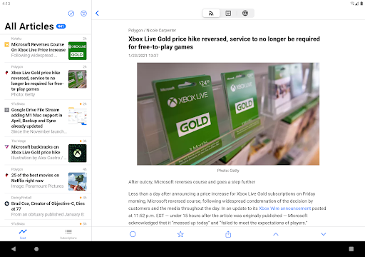 Captura de pantalla de Fluent Reader Lite - RSS Clien