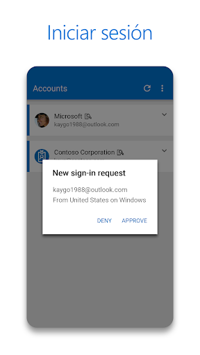 Captura de pantalla de Microsoft Authenticator
