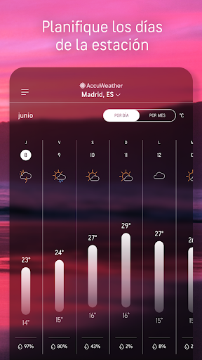 Captura de pantalla de AccuWeather: clima diario