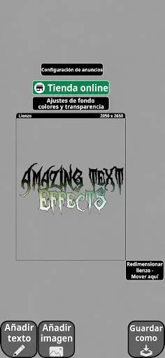 Captura de pantalla de xCanvas — Letras de tatuaje