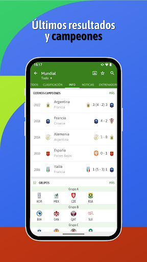 Captura de pantalla de BeSoccer: Resultados de Fútbol