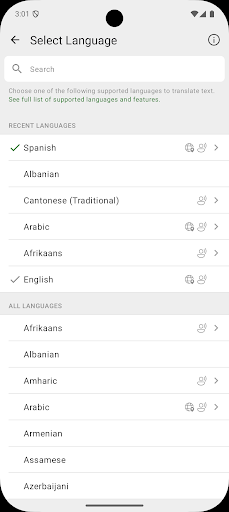 Captura de pantalla de Microsoft Traductor