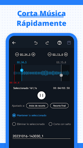 Captura de pantalla de Cortar Audio, Editor de Música