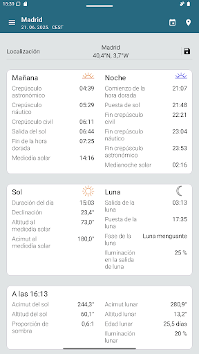 Captura de pantalla de Sun Position Pro