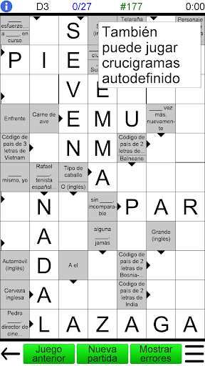 Captura de pantalla de Crucigrama Español
