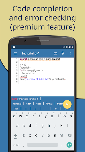 Captura de pantalla de Pydroid 3 - IDE for Python 3