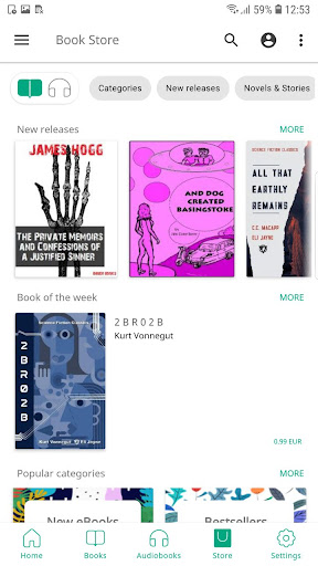 Captura de pantalla de PocketBook libro
