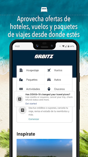 Captura de pantalla de Orbitz: Hoteles y vuelos