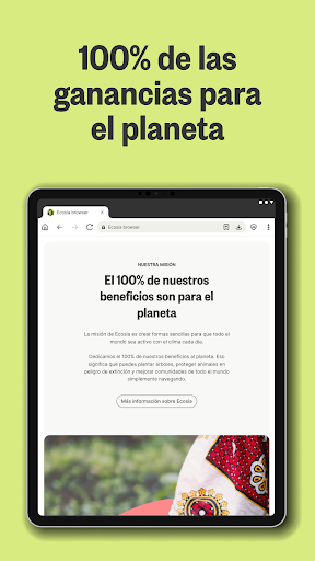 Captura de pantalla de Ecosia: Busca, planta árboles.