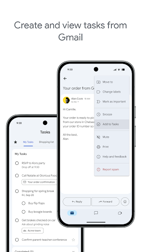 Captura de pantalla de Google Tasks