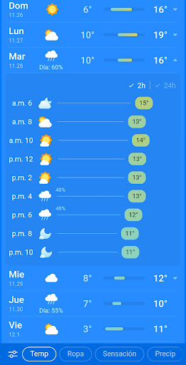 Captura de pantalla de El Tiempo y Clima: Weather Sky