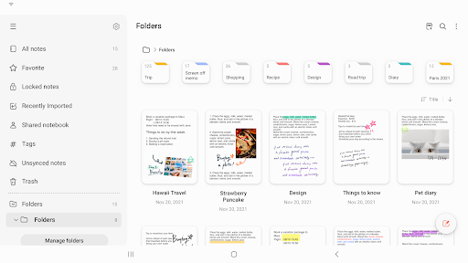 Captura de pantalla de Samsung Notes