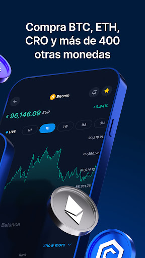 Captura de pantalla de Crypto.com, compra BTC y CRO