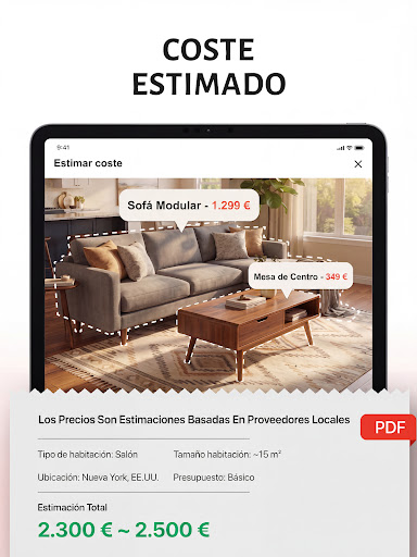 Captura de pantalla de SnapHome: Presupuesto Estimado