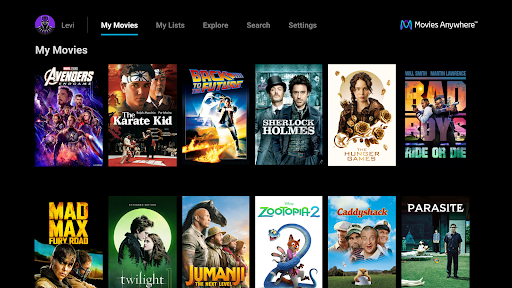 Captura de pantalla de Movies Anywhere