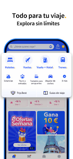 Captura de pantalla de Trip.com: Vuelo, Tren y Hotel