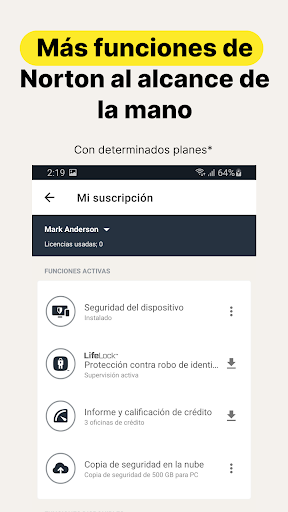Captura de pantalla de Norton Identity