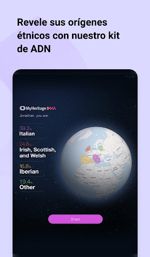 Captura de pantalla de MyHeritage: Árbol genealógico